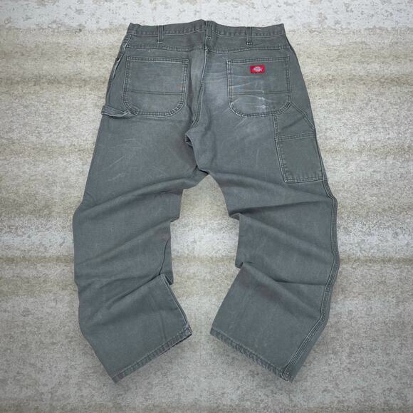Vintage Dickies Carpenter Pants Moss Green Canvas Baggy Dungarees Work Wear 90s - Picture 1 of 4